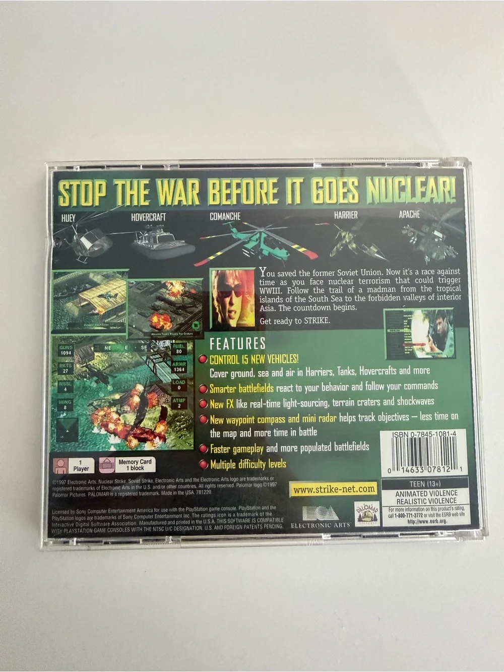 Nuclear Strike PS1 Sony PlayStation 1 Black Label 1997 EA SLUS-00518